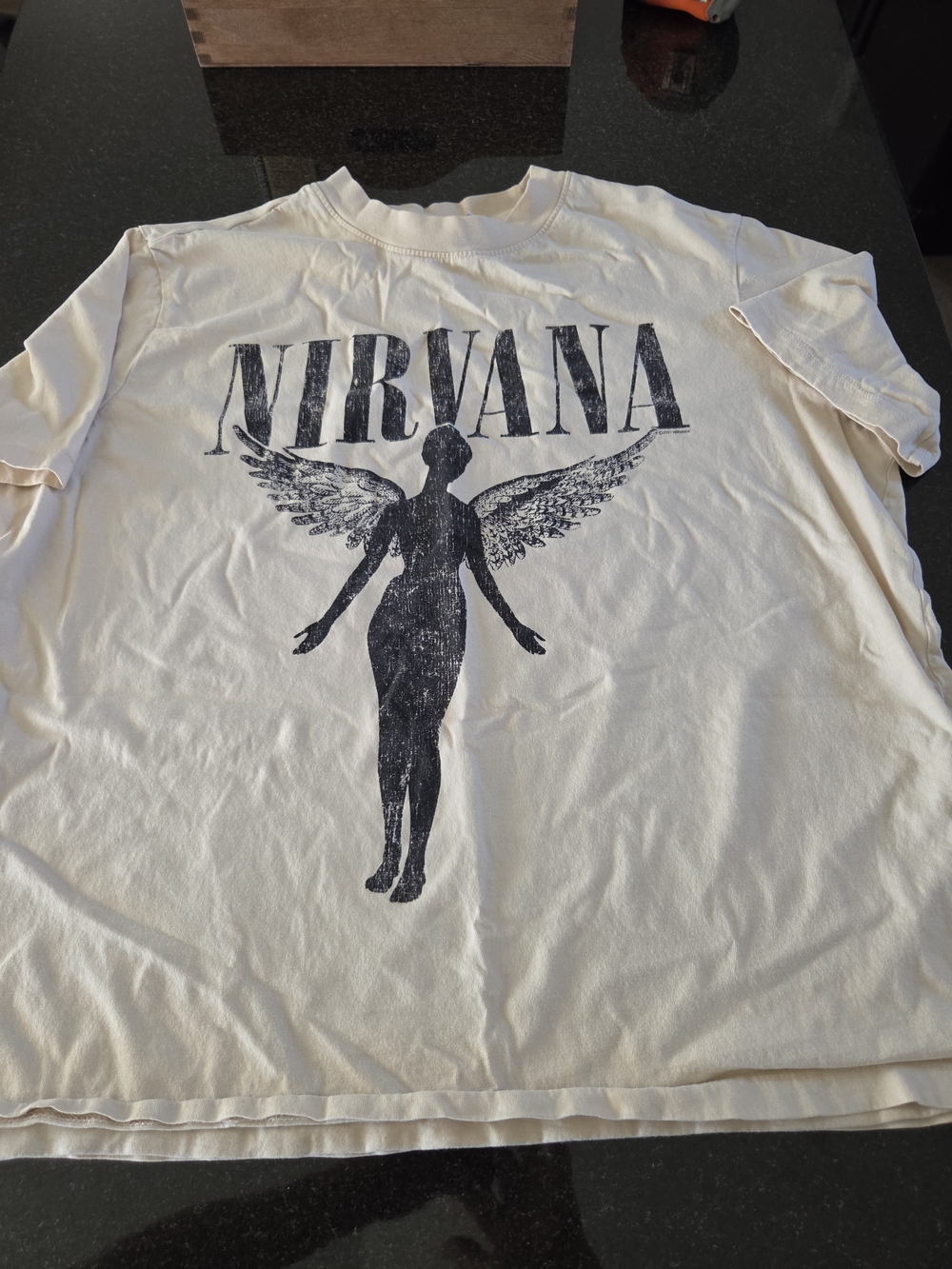 H&M Cream Nirvana Angel Graphic Tee